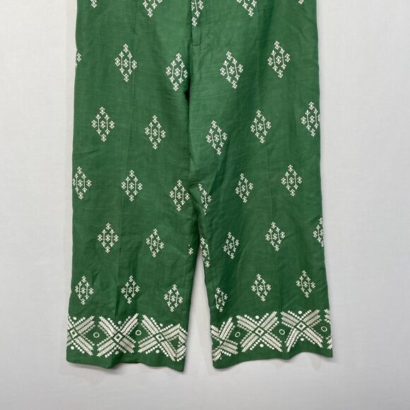 Zara Green Wide Leg Pants with White Pattern - Picture 14 of 16